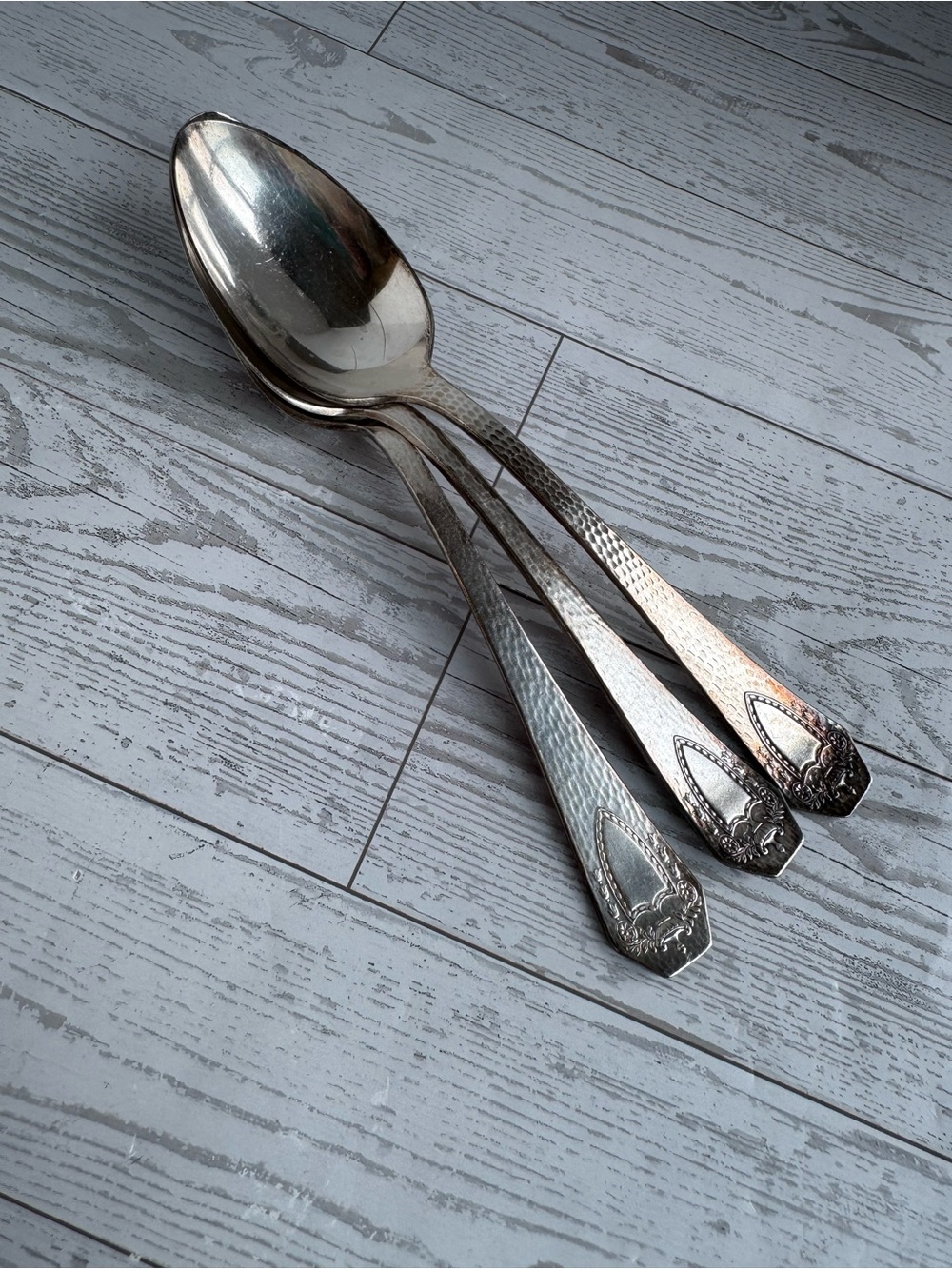 Decorative Silver-Tone Serving Spoons - Set of 3–1847 Rodgers Bros